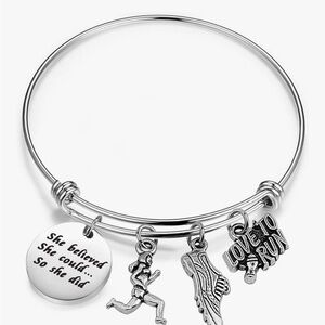 Silver Inspirational Running Charm Bracelet
